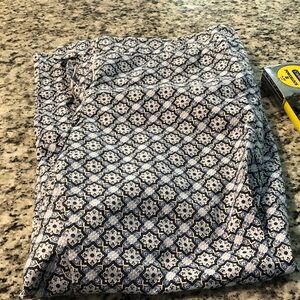 Valerie Stevens Blue and White Geometric Print Dress